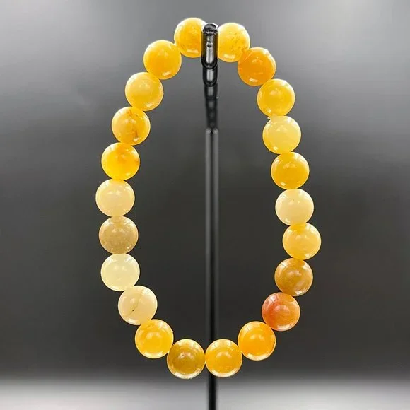 Yellow Carnelian 8mm Gemstone Bracelet Handmade - Picture 4 of 6